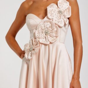 Alternative view of Ball gown with satin bustier bodice and floral applique
