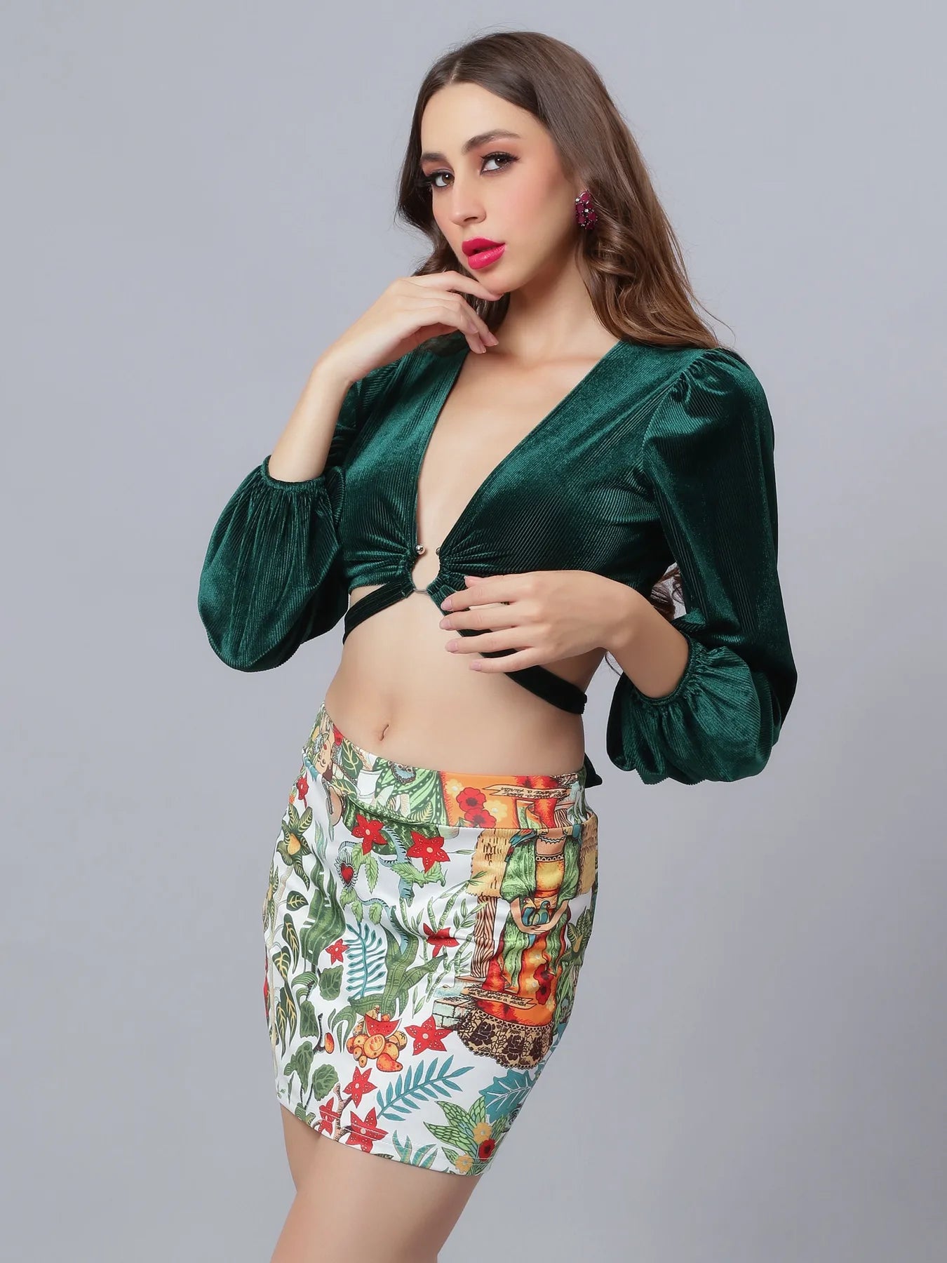 Two piece knit outfit with relaxed fit and velvet texture - Image 2