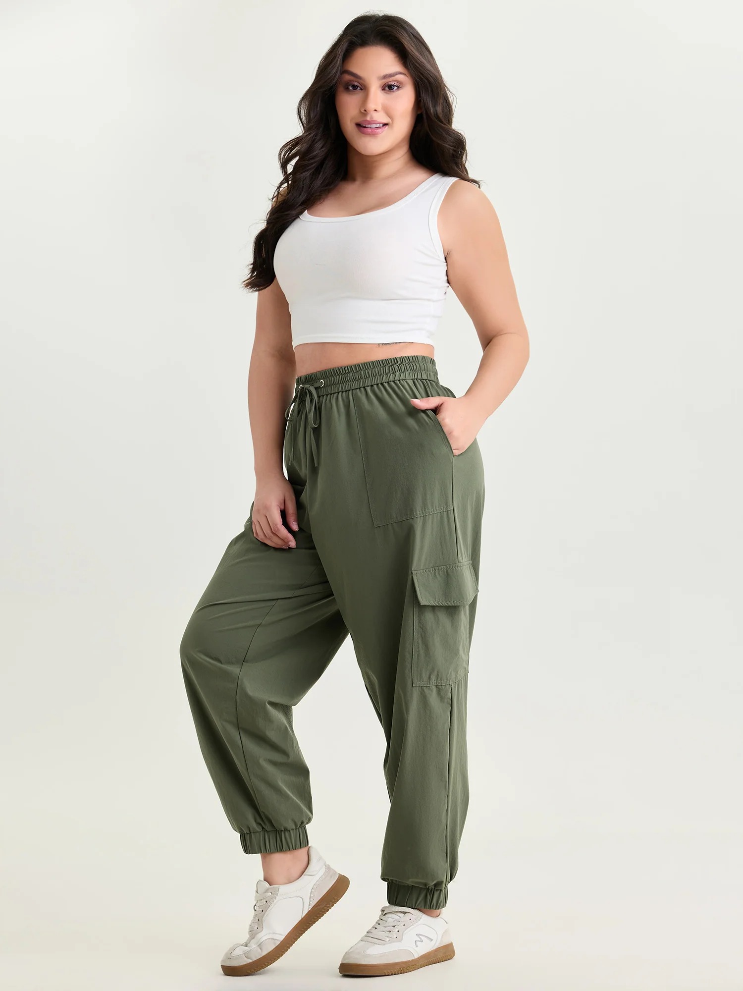 Cargo Sweatpants with Elastic Waist and Patch Pockets - Image 2