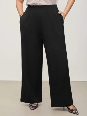 Straight Leg Cropped Pants with Double Buckle and Side Pockets