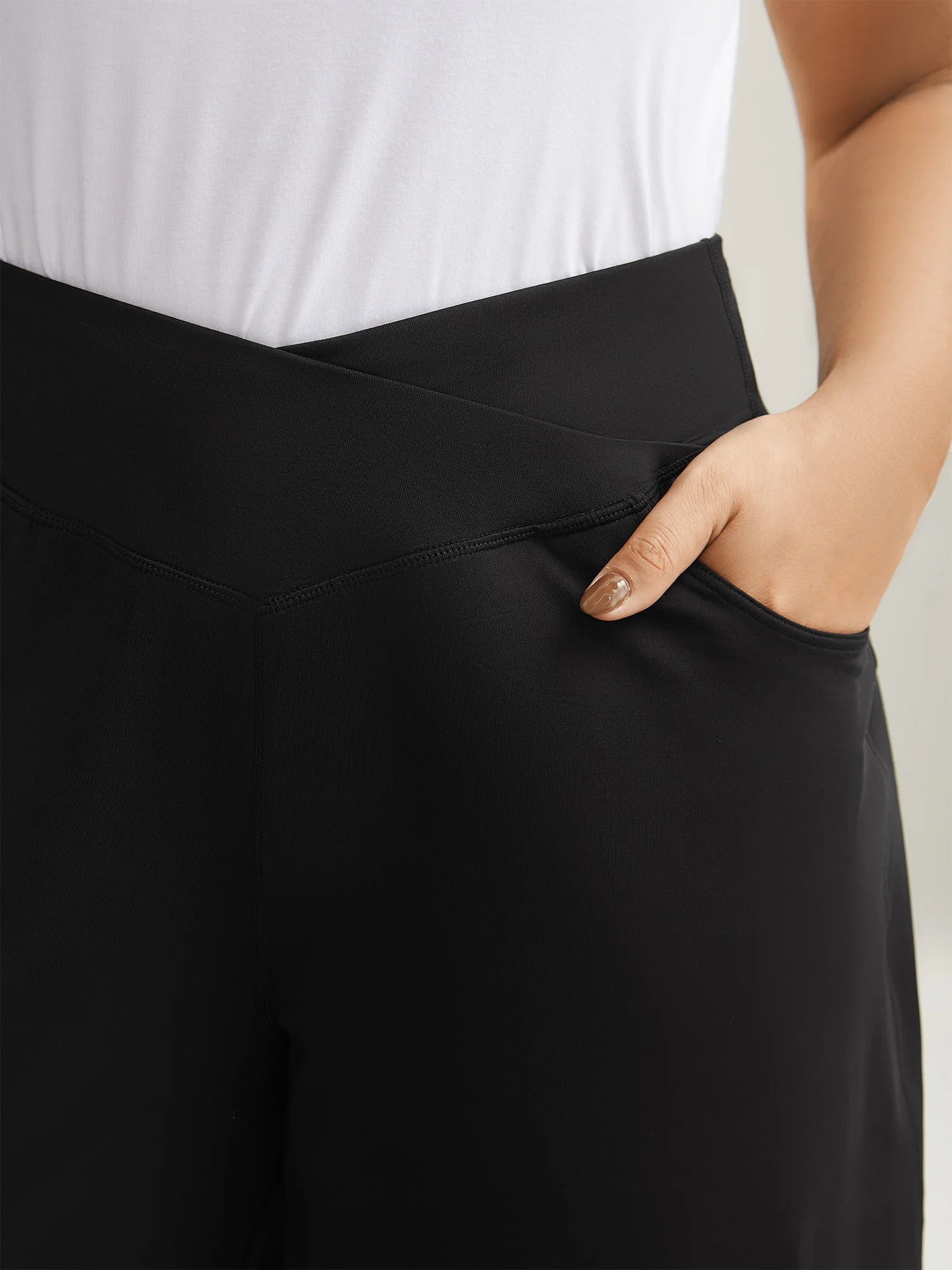 Straight Leg Cropped Pants with Double Buckle and Side Pockets - Image 3