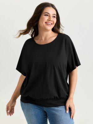 Ruffle Sleeve Round Neck Babydoll Top Short Sleeve